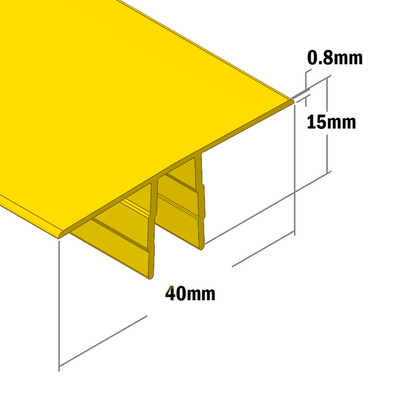 61-090-2 MODULAR SOLUTIONS PVC COVER PROFILE YELLOW 40MM, 8 FOOT LENGTH